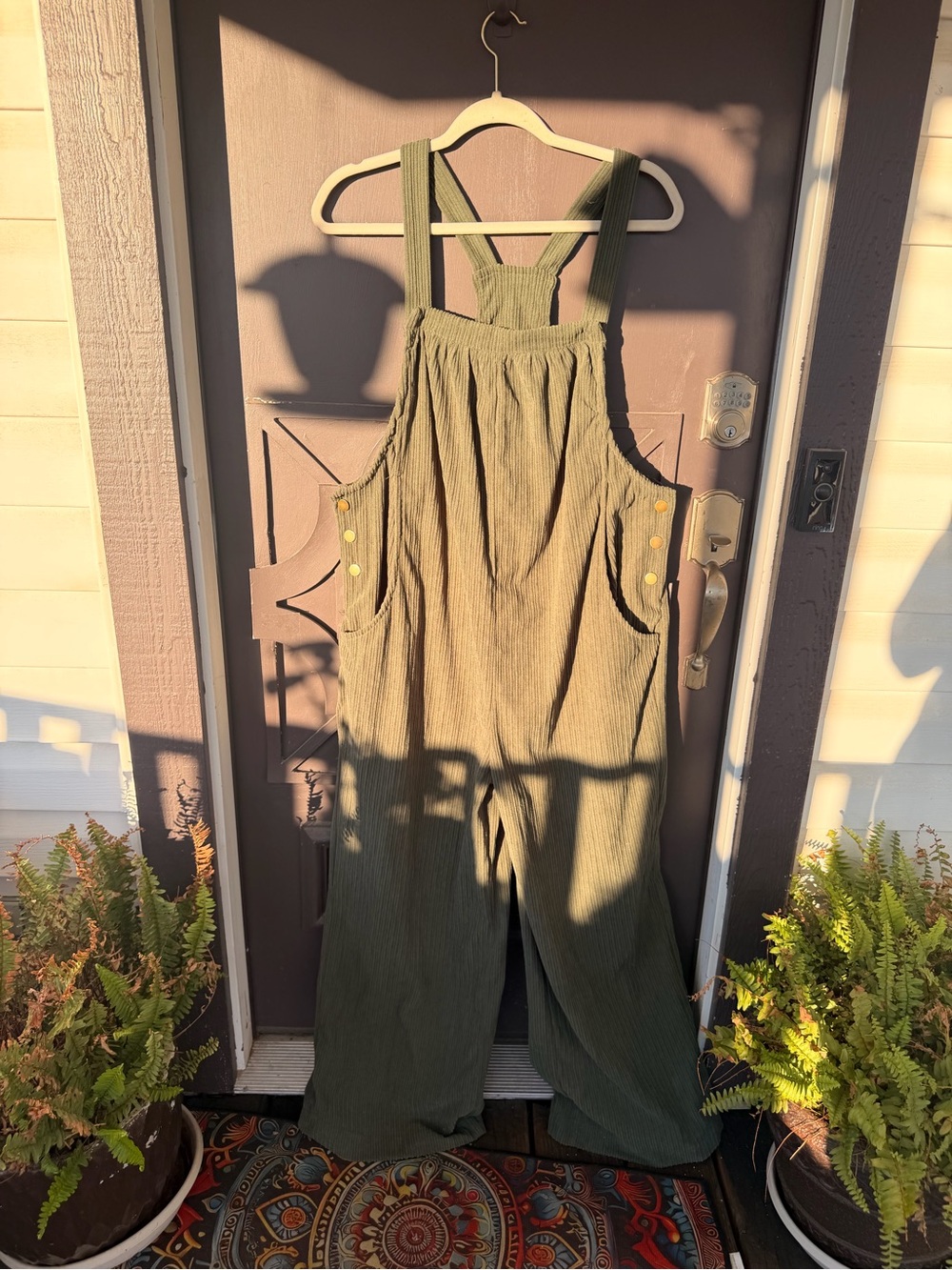 Unlisted Olive Green Ribbed Overalls Jumpsuit